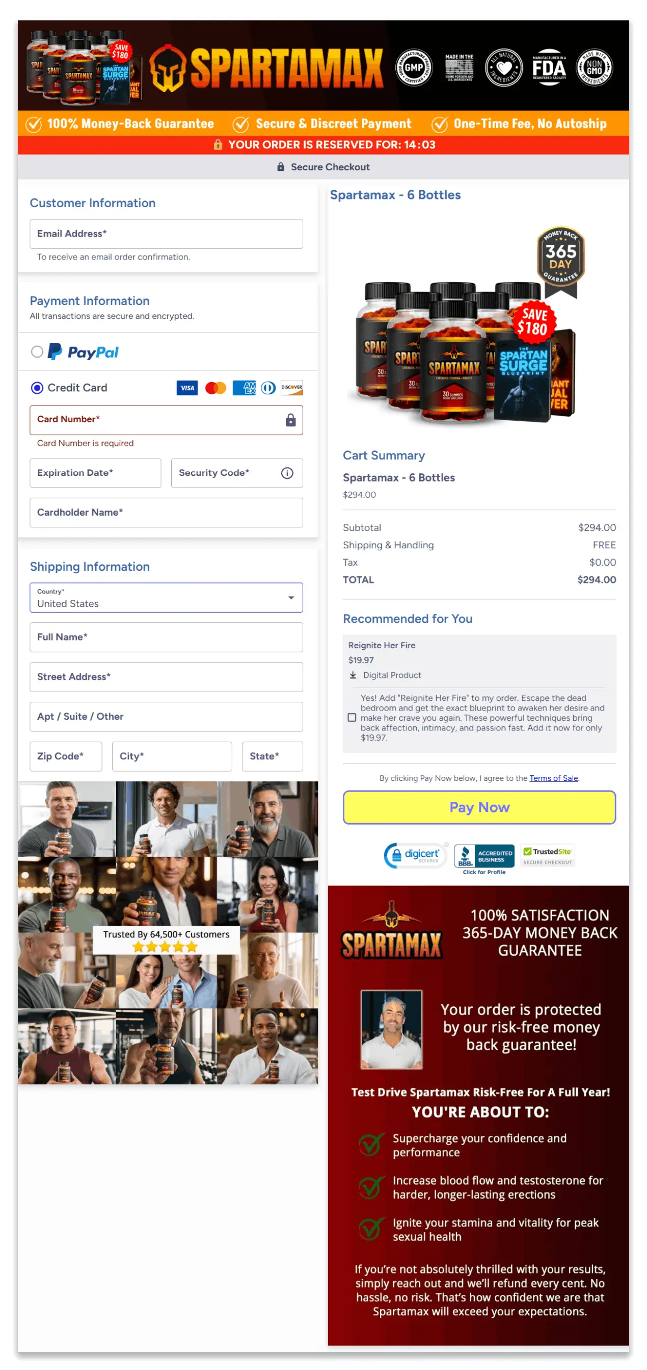 Spartamax Secure Checkout Page